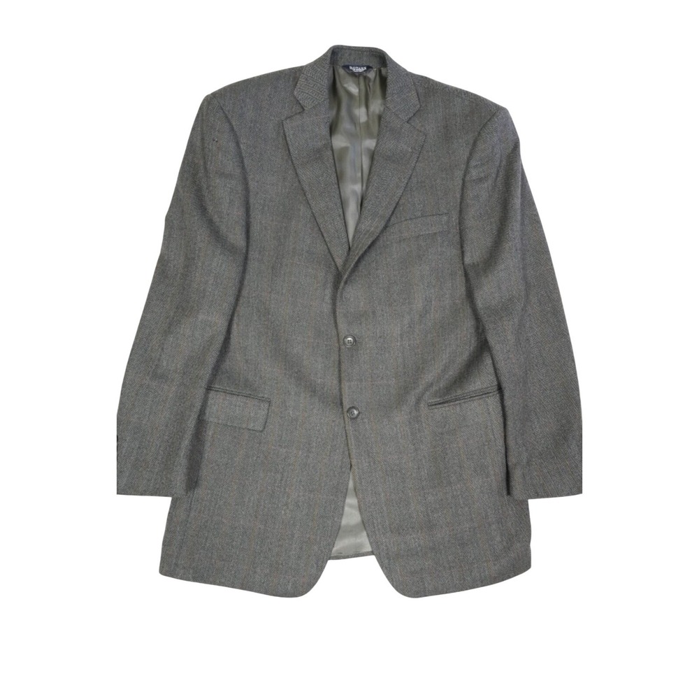 Botany 500 Mens 41R Blazer 100% Lambswool Herringbone Pinstripe Grey Sport Coat
